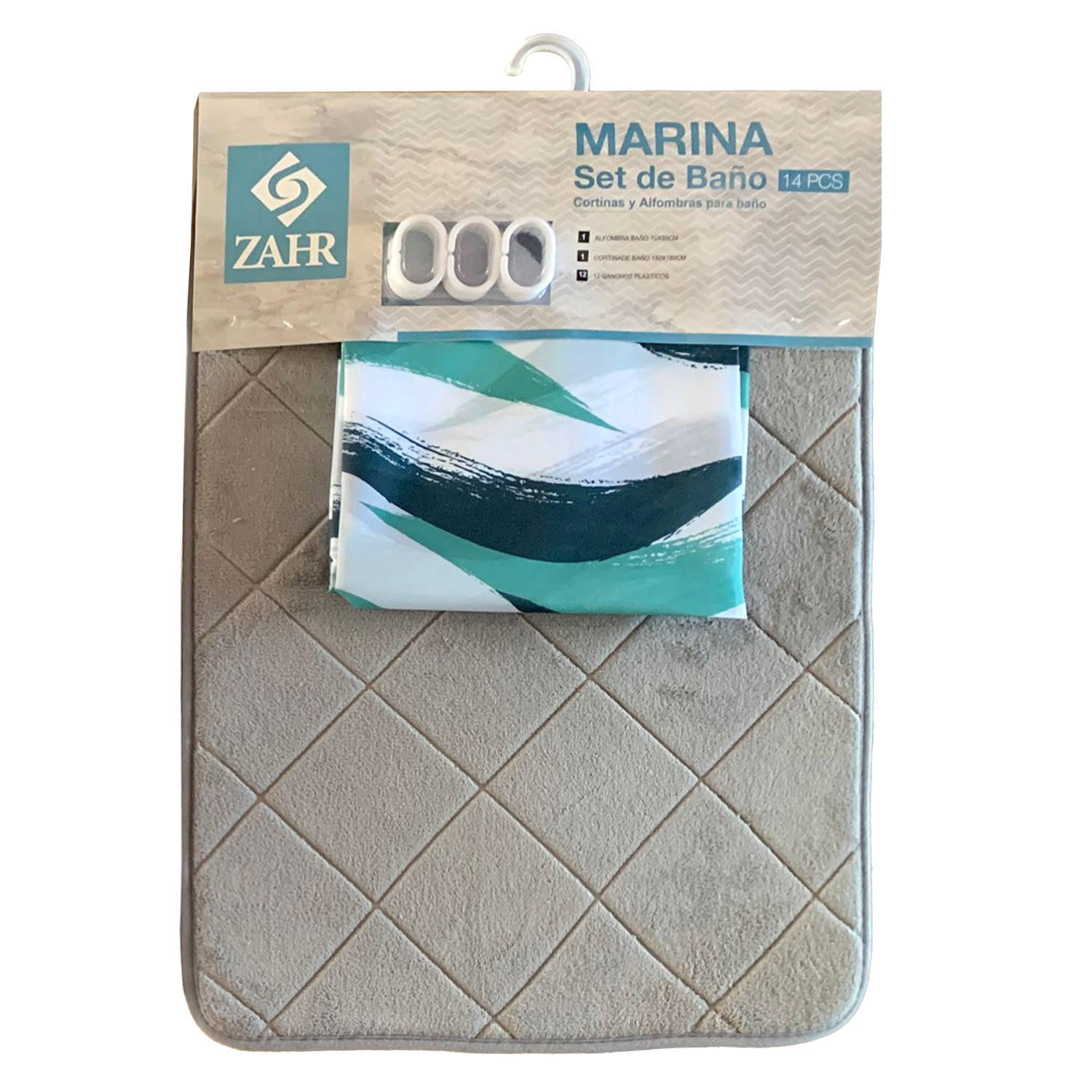 Zahr - Juego De Baño Piso + Cortina