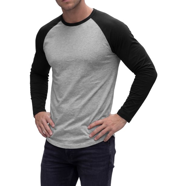 INSPIRE CHIC Camiseta de Hombre Raglán de Manga Larga Cuello Redondo Casual Camisetas de Béisbol S Gris Claro