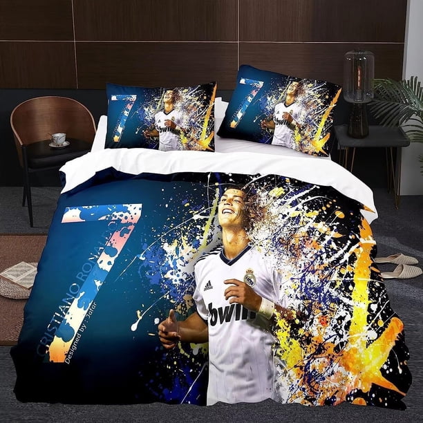 Soccer CR7 Duvet Cover Ronaldo Microfiber Bedding Set 3PC Kids Comforter Cover Set
