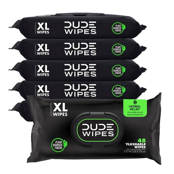 Toallitas desechables Dude Wipes Herbal Relief, paquete de 6, 288 toallitas