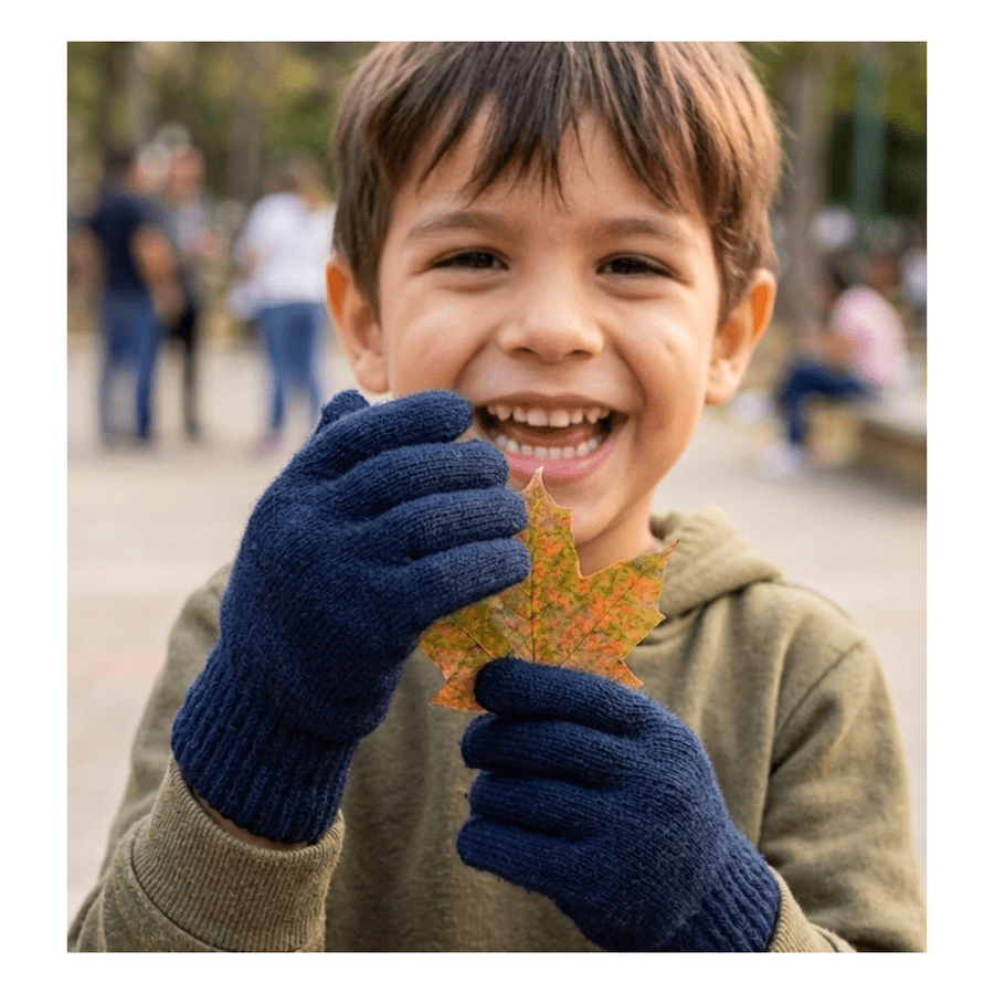 Genérico - Guantes De Lana Térmicos Para Niños - Invierno Suave Color Azul Marino