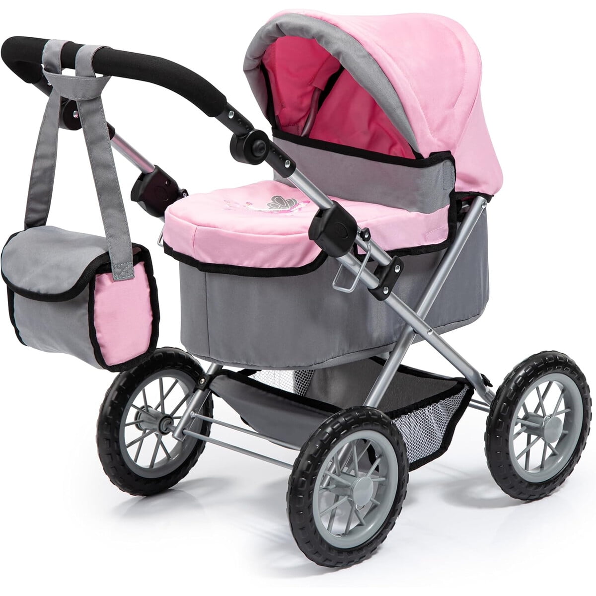 Coche Para Muñecas Bayer Design Trendy Gris Rosado 46cm