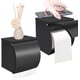 thumbnail image 1 of Portarrollos de papel higiénico autoadhesivo, impermeable, de acero inoxidable SUS304, a prueba de gatos y perros, con estante, sin taladro, para baño, color negro (SOCUS-0ASUS304), 1 of 7