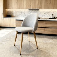 Silla Comedor Moderna Acolchada Metal Sora Venhoouse Lino Gris