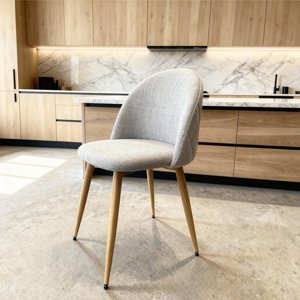 Silla Comedor Moderna Acolchada Metal Sora Venhoouse Lino Gris