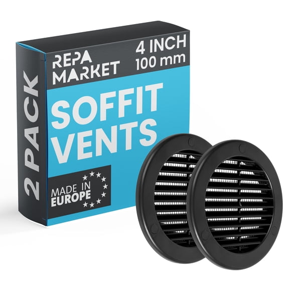 Cubierta de rejilla de ventilación Repa Market 10 cm negra de plástico, paquete de 2