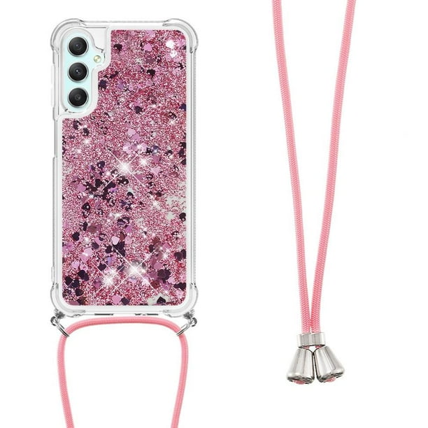 Funda FOXDOCK para Samsung Galaxy A25 5G con Cuerda Ajustable, Brillo Líquido, Protección Antigolpes y Lente – Ideal para Regalo