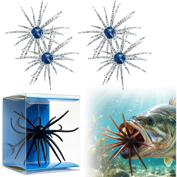 Cebo dado peludo 4 uds pesca lubina flotante TPR vinilo estrella reflectante