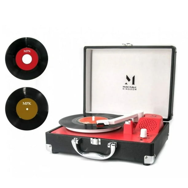 Tocadiscos Tornamesa Vinilo Maleta Mini Parlantes Negro Lider