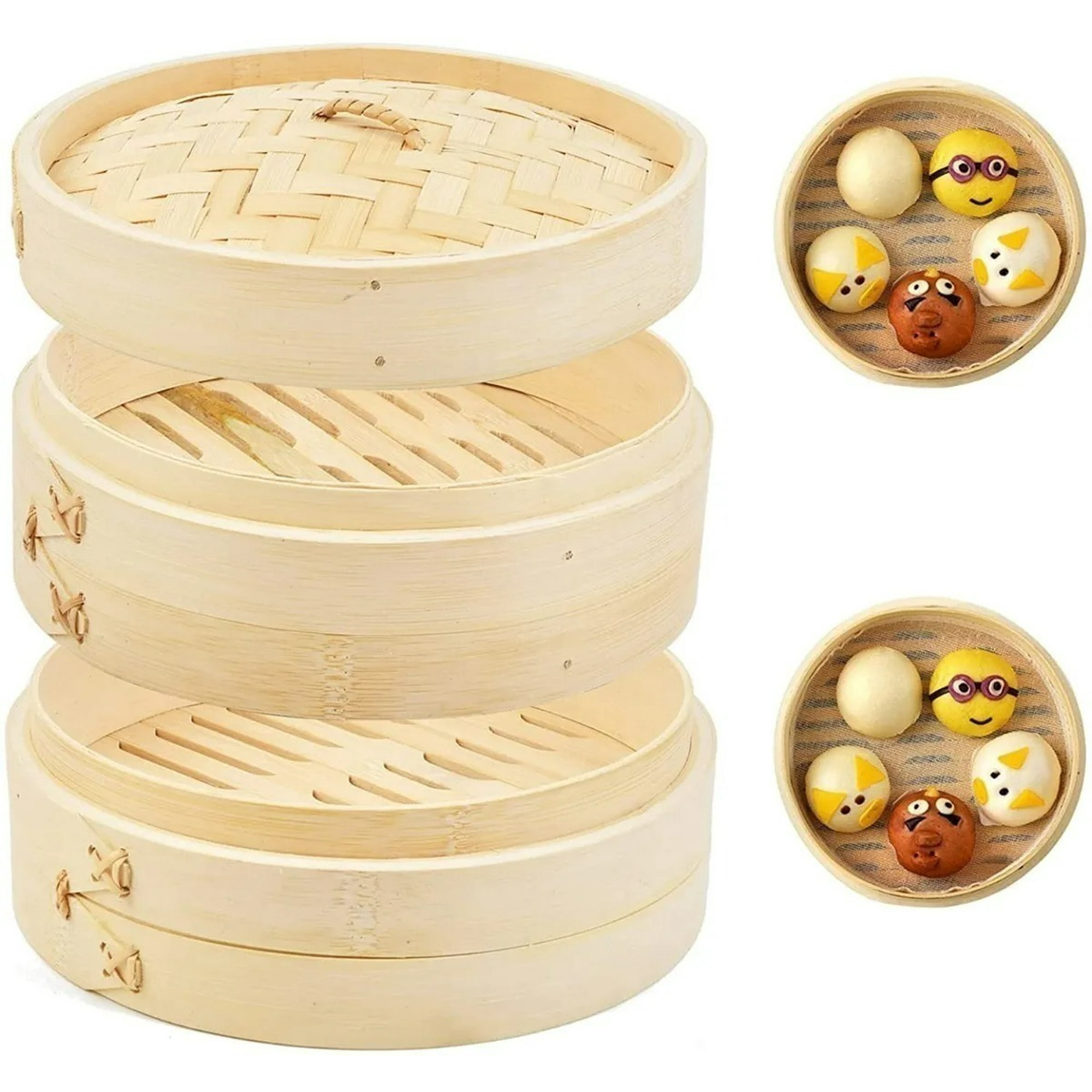 Genérico - Vaporera De Bambú Olla De Vapor Cesta De Vapor Olla 26 Cm