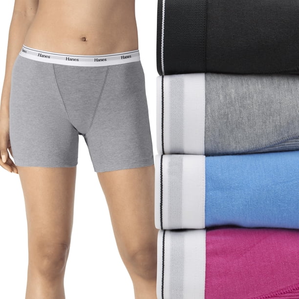 Calzoncillos bóxer Hanes de algodón elástico a mitad del muslo de Underwear para mujer