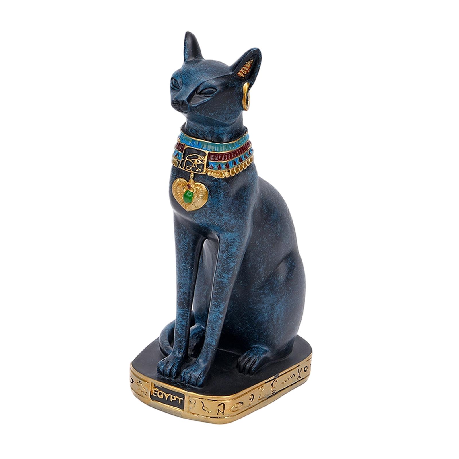 Bothyi - Estatua De La Diosa Gata Bastet, Adorno, Escultura De Bastet Para Armario, Dormitorio, Escritorio, Talla S, Azul