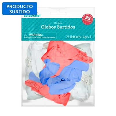 Set 25 Globos Surtidos (Rojo-Azul-Blanco) Way To Celebrate