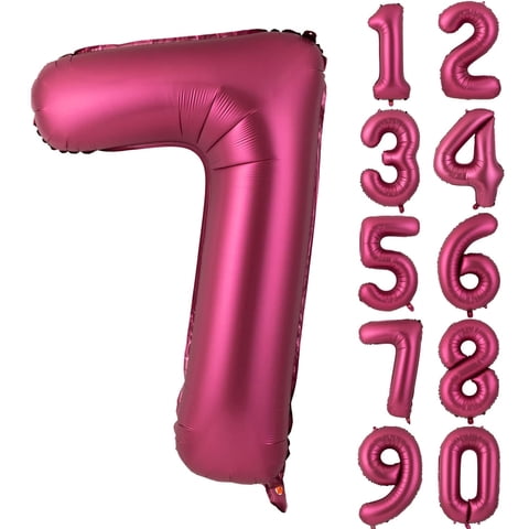 Globo De Aluminio Yeodong, Número 7, Rojo Vino, 40 Cm, Para Decoración De Fiestas
