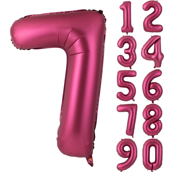 Globo de aluminio Yeodong, número 7, rojo vino, 40 cm, para decoración de fiestas