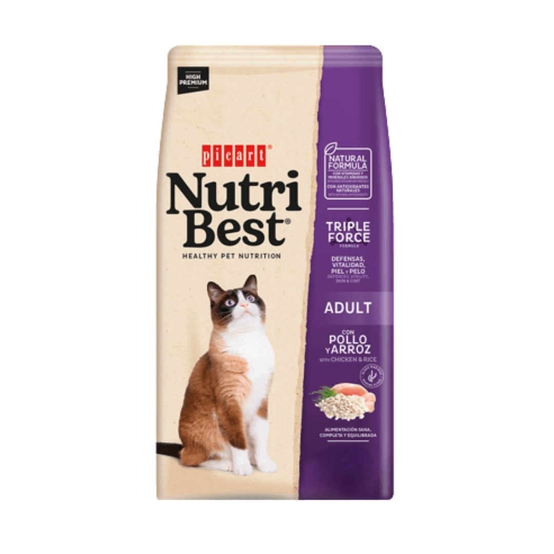 Nutribest Para Gatos Adultos Pollo Y Arroz 15 Kg.