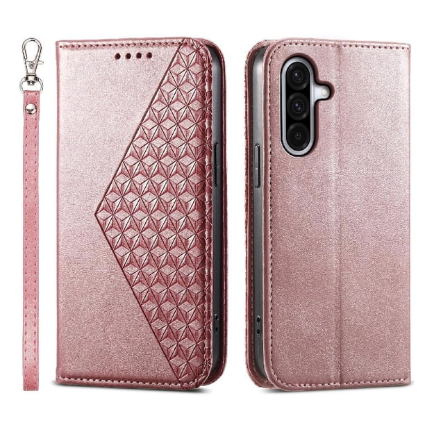 Funda Flip FOXDOCK para Samsung Galaxy A17 , Estilo Billetera con Diseño Rombo, Correa de Mano y Soporte, Uso Diario