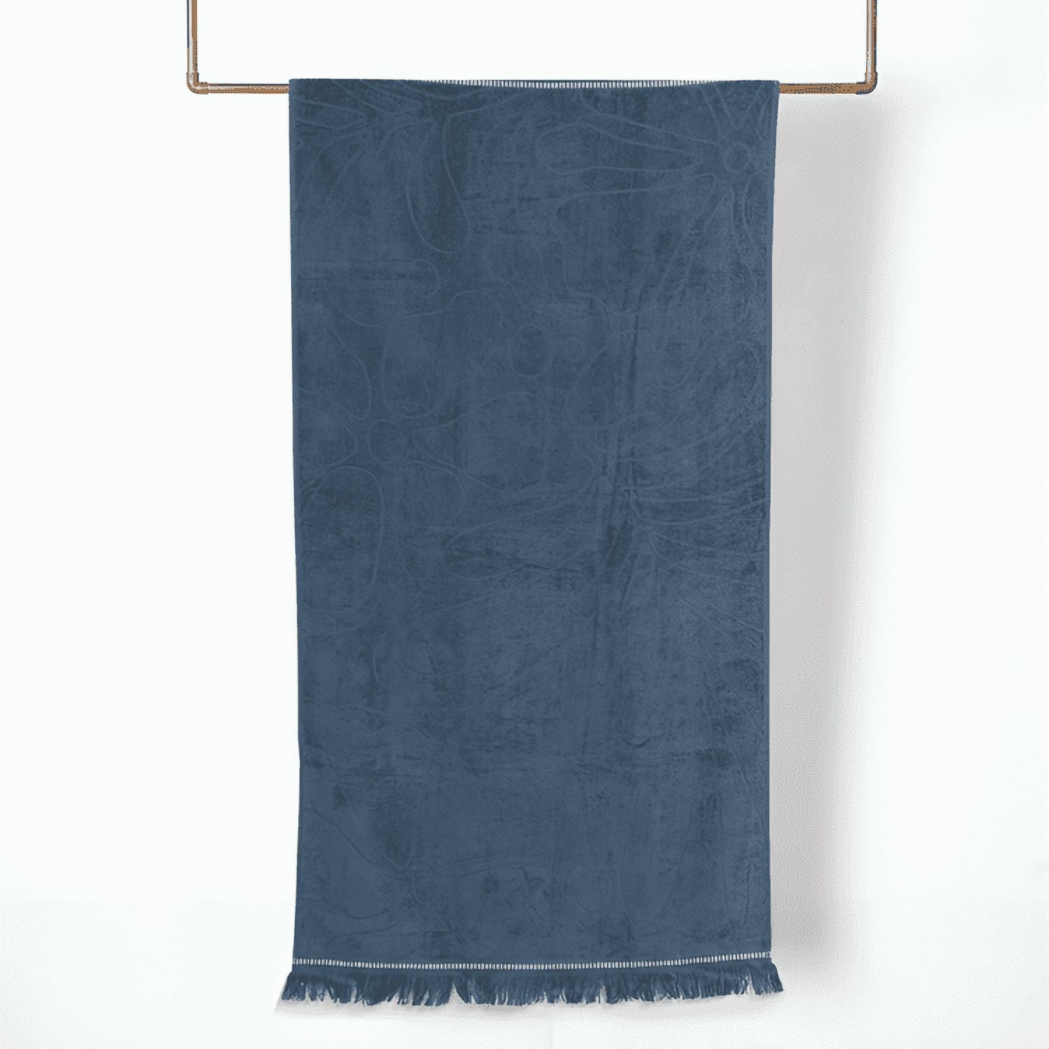 Toalla De Playa 3d 80×160 Cm. Algodón Jacquard/ Flores Azul – Mashini