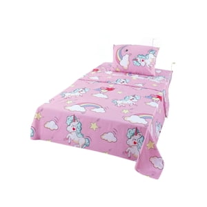 Casa Sol - Sabanas Infantil De Verano Unicornio Niña Plaza Y Media Mas 1 Almohada