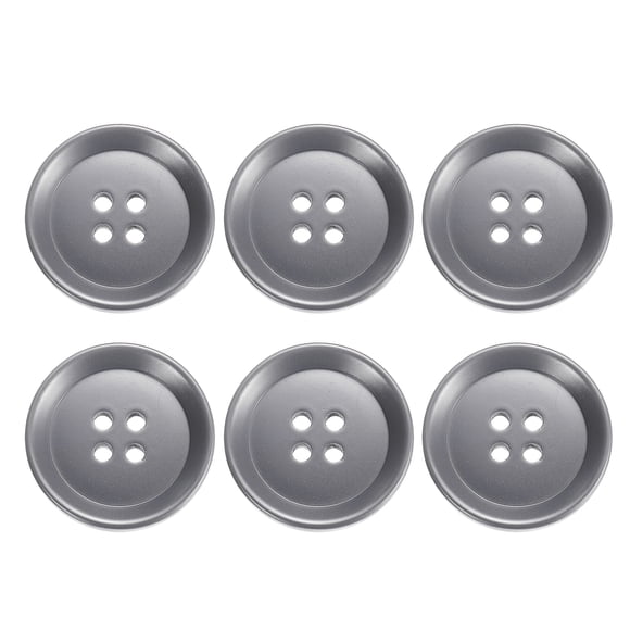 Uxcell 6pcs Botón de Costura 25m 4 Agujeros Botones Redondos de Resina para Manualidades, Gris