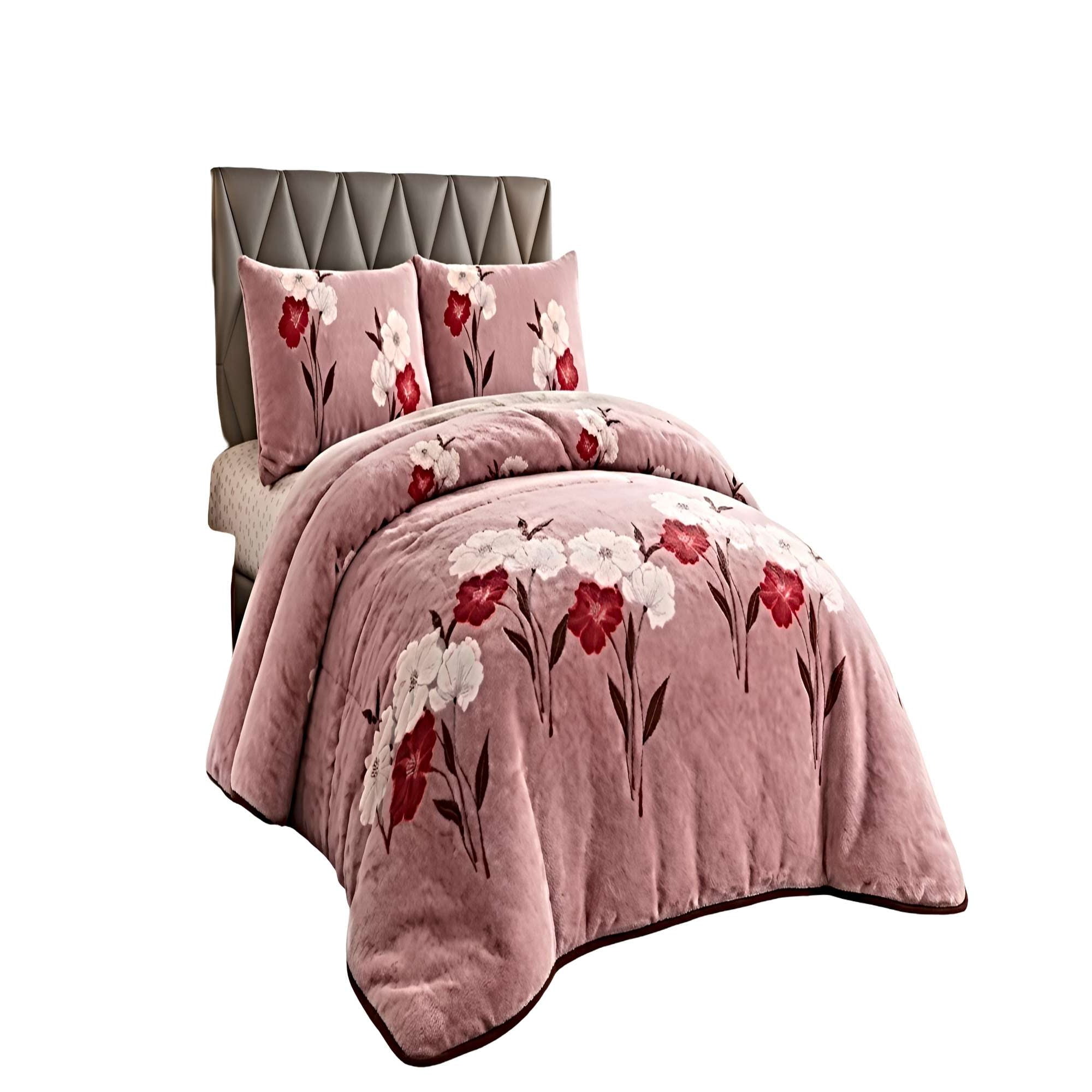 Genérico - Pack Cobertor De Invierno Plush 2 Plazas 230x250cm Rosa 2