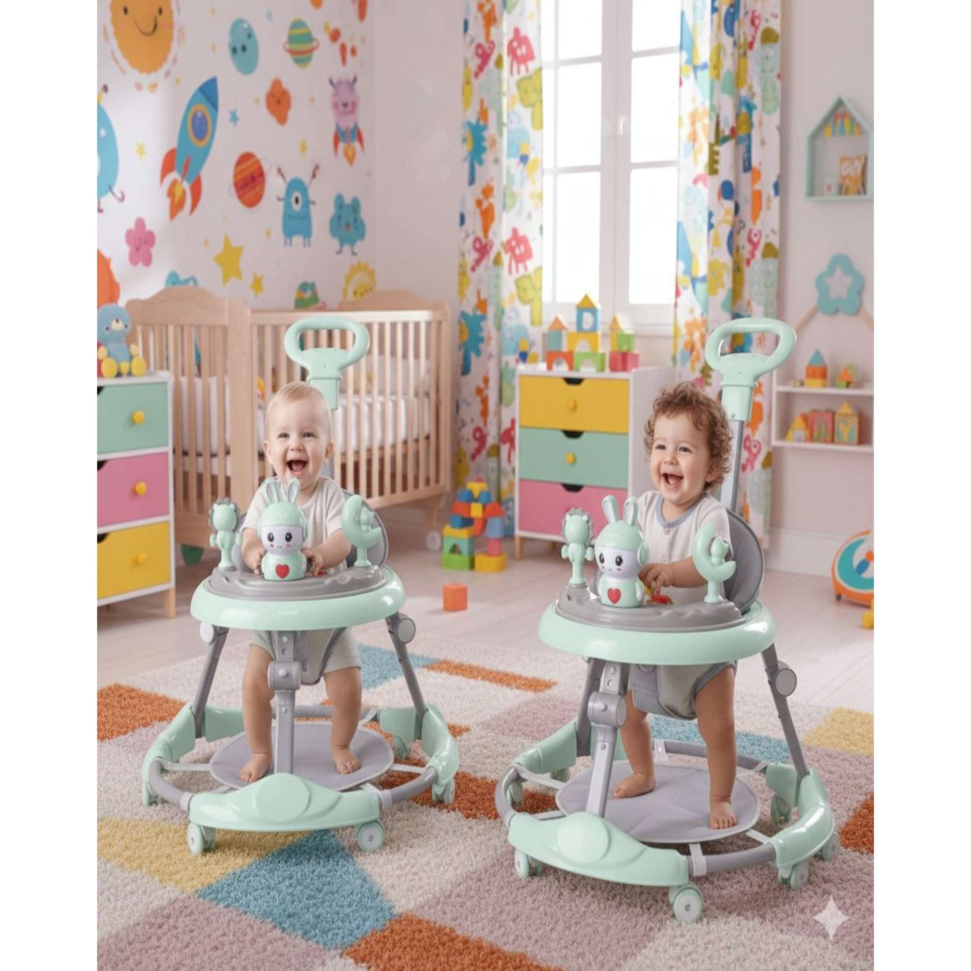 Myl Todo Hogar - Pack 2 Andador De Bebe Gemelos Con Juegos Interactivos Verde Menta