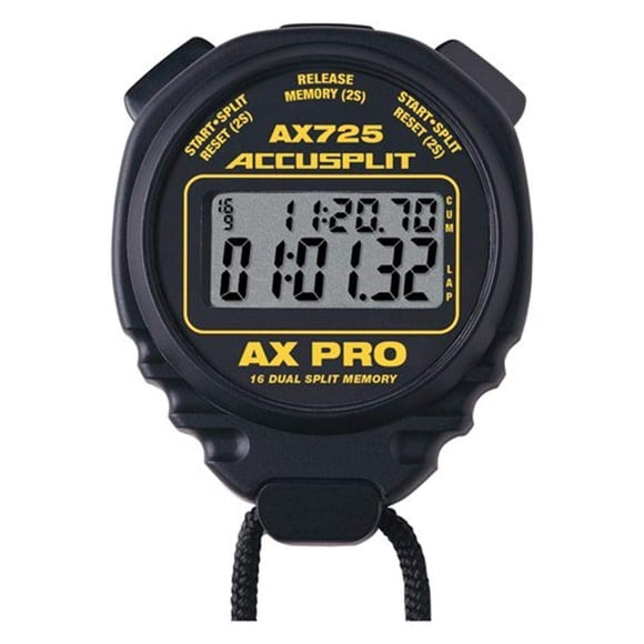Cronómetro Accusplit Ax725 Dual Line 16 Memory Pro Negro