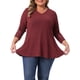 thumbnail image 1 of Agnes Orinda Conjuntos de Halloween para Mujeres Tallas Grandes Blusas de Encaje con Malla de Parches Manga Larga Textura Cuello en V Suelta Casual Blusa de Waffle 3X Marrón Rojo, 1 of 6
