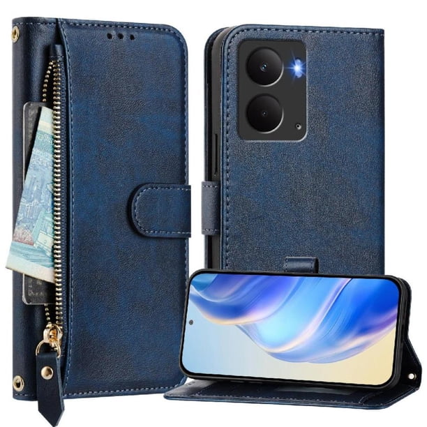 FOXDOCK Funda Tipo Cartera para Umidigi Note 100 Cuero PU con Cremallera y Correa de Muñeca, Ranuras para Tarjetas, Soporte Plegable, Cierre Magnético