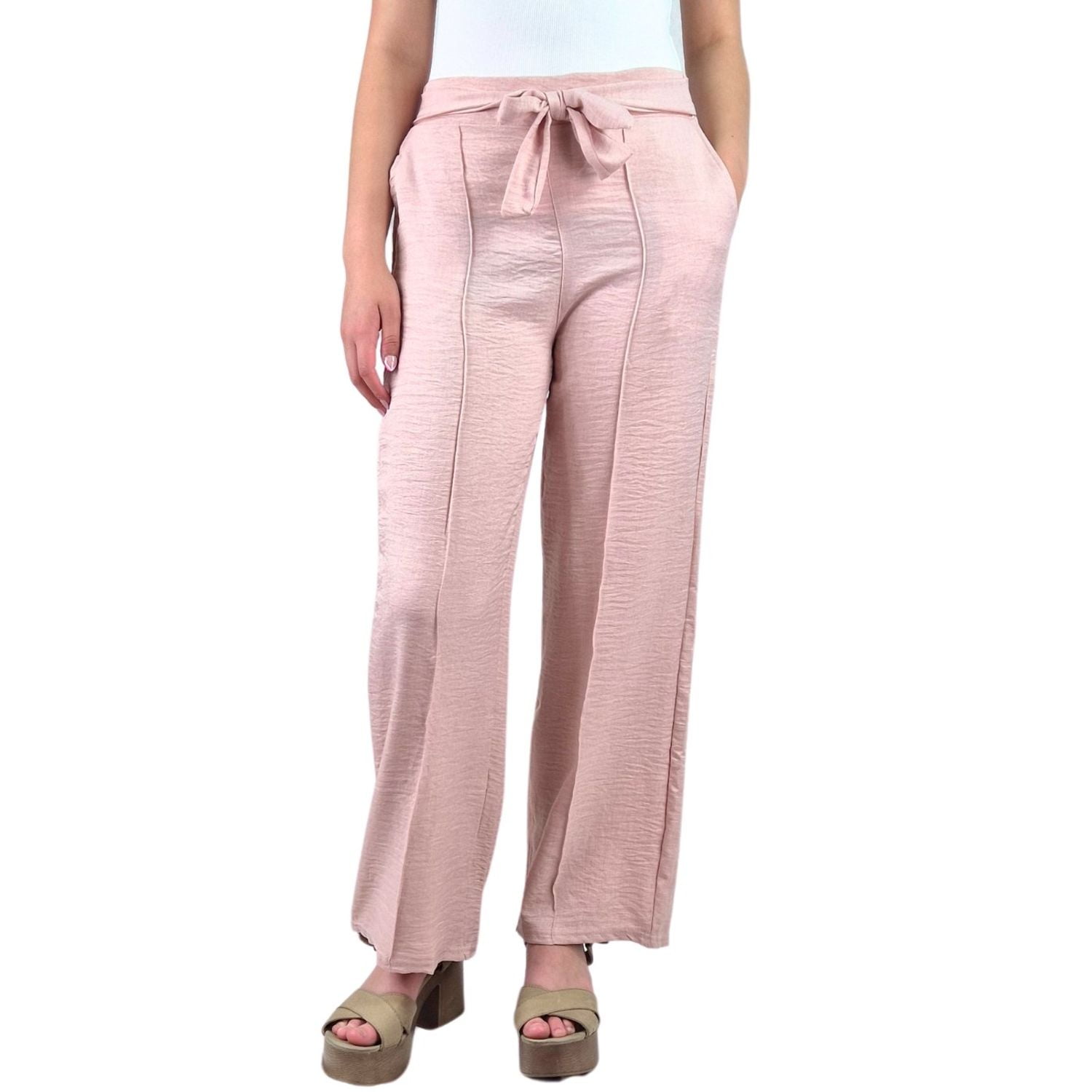 Likeshop - Pantalon Palazzo Mujer Tipo Lino Casual Semi Formal Tiro Alto 890