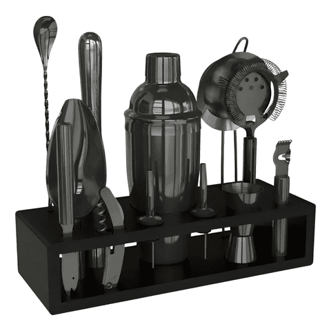 Set Coctelera Belug 13 Piezas Negro Highball & Chaser Cocktail Kit Acero Inoxidable