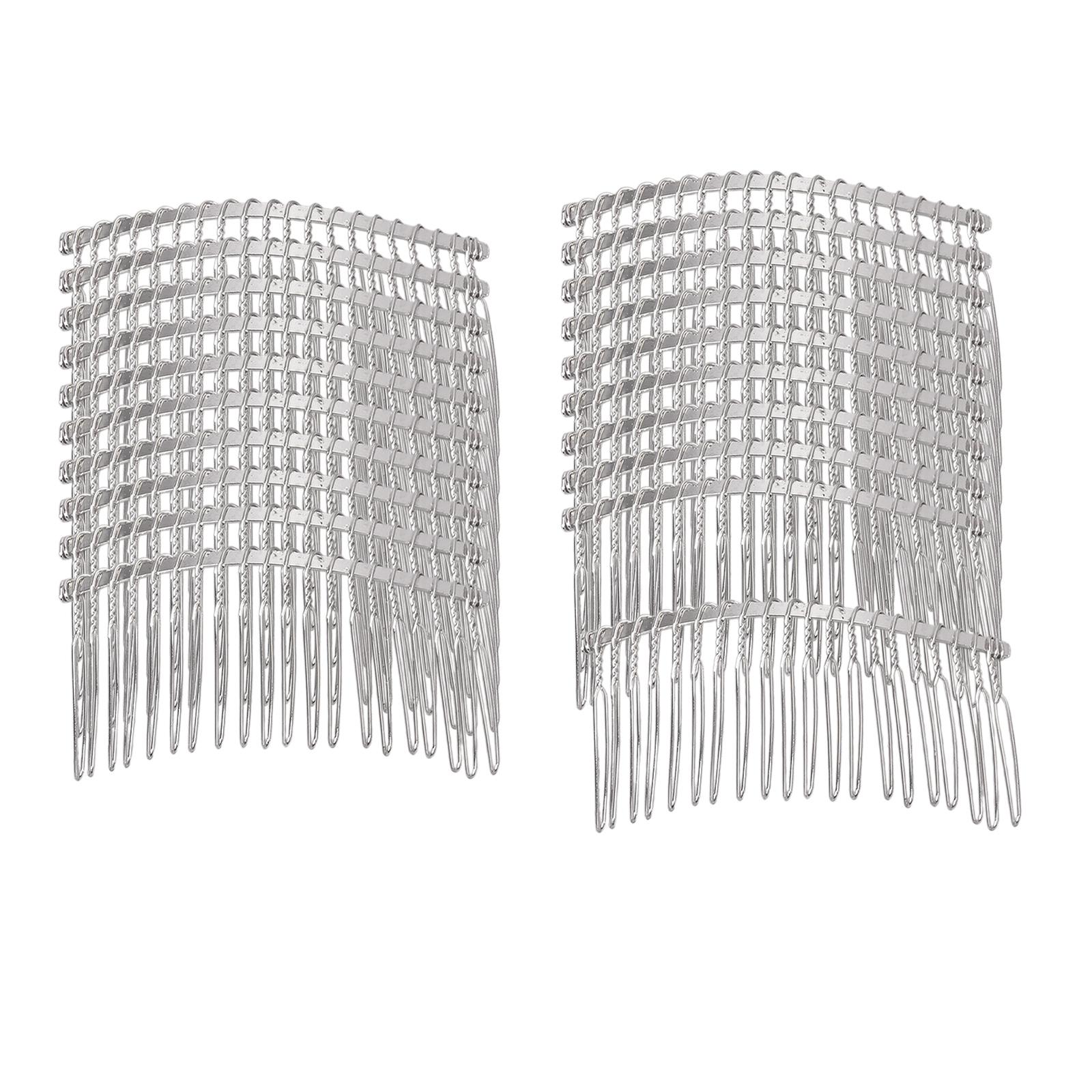 Magideal - 20 Piezas Peines Para Velo De Novia, Peineta Para El Cabello Para Novia, Para Mujeres Y Niñas, Diadema, Peines Con Pinza Para El Cabello De Alambre De Plata