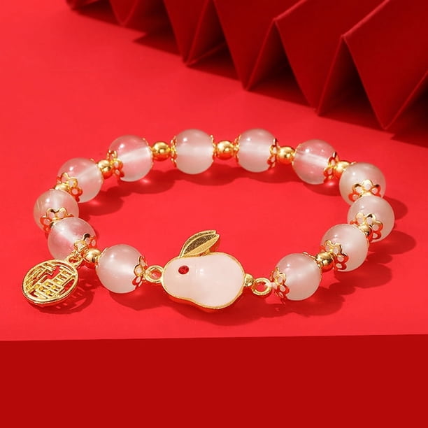 Handcrafted Chinese Lucky Rabbit Bracelet - Perfect for New Year Health & Protection, and Easter Gifts!