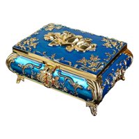 Ioensy - Joyero Rectangular Rosa Grabado Joyero Azul Recuerdo M