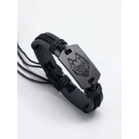 Genérico - Pulsera Cuero Cabeza De Lobo Unisex