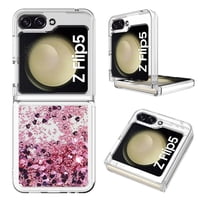 Foxdock - Funda Para Sansung Galaxy Z Flip 5 Con Brillo Líquido, Protección Completa Y Soporte De Anillo Giratorio