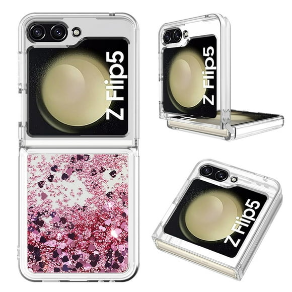 Funda Para Sansung Galaxy Z Flip 5 Con Brillo Líquido, Protección Completa Y Soporte De Anillo Giratorio
