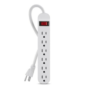Power Strip Belkin De 6 Enchufes Con Cable De 3 Pies, 15 A, Color Blanco