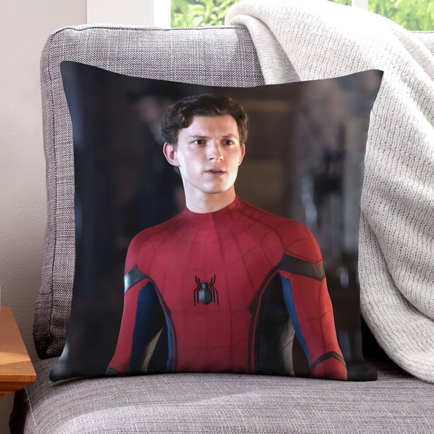 Tom Holland Fundas de almohada de terciopelo con tema, regalos de funda de almohada, decoración para el hogar, cojín de lanzar, regalo de cumpleaños para fans y parejas. 45cm x 45cm.