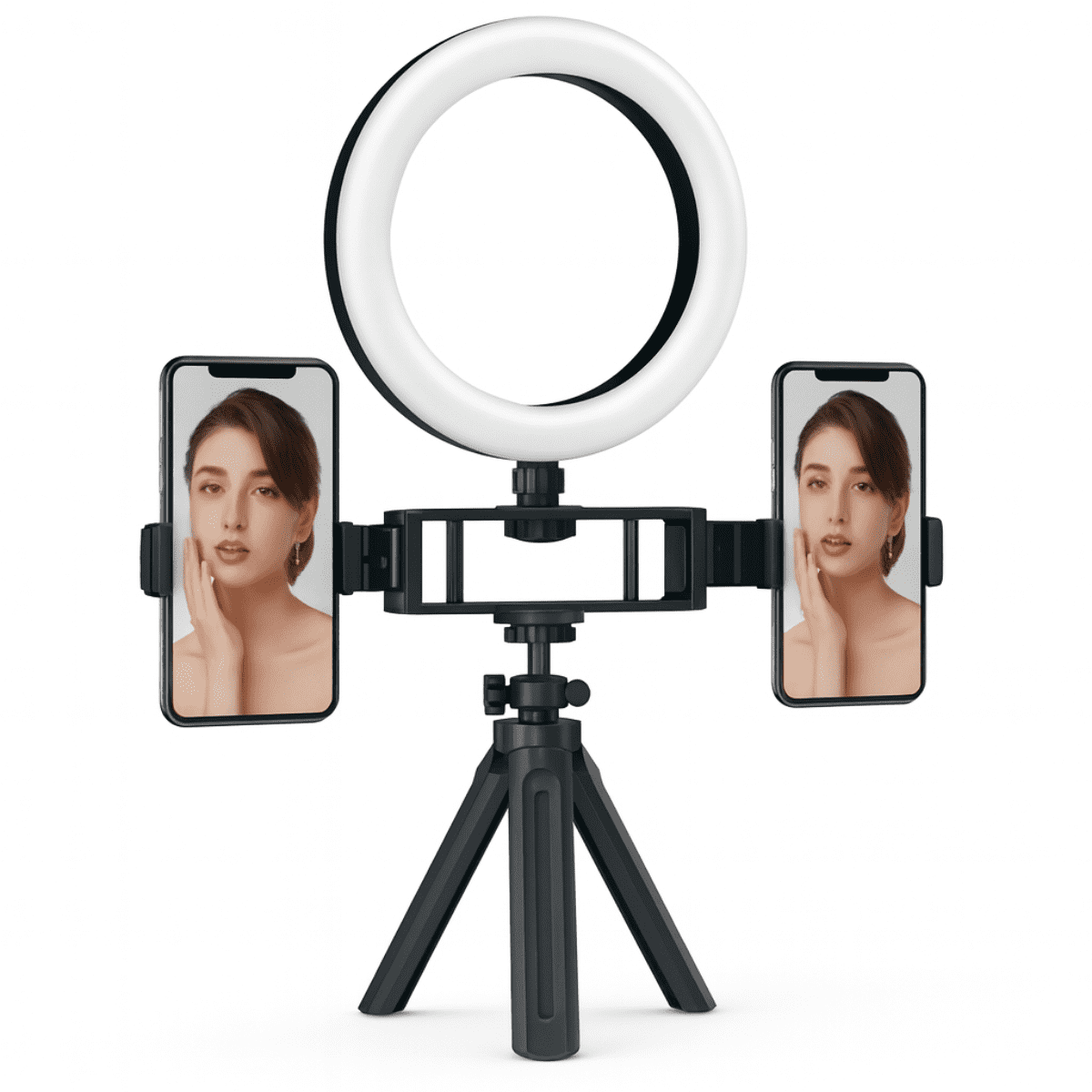 Genérica - Soporte Celular Doble Grabación Fotos + Mini Aro De Luz Led