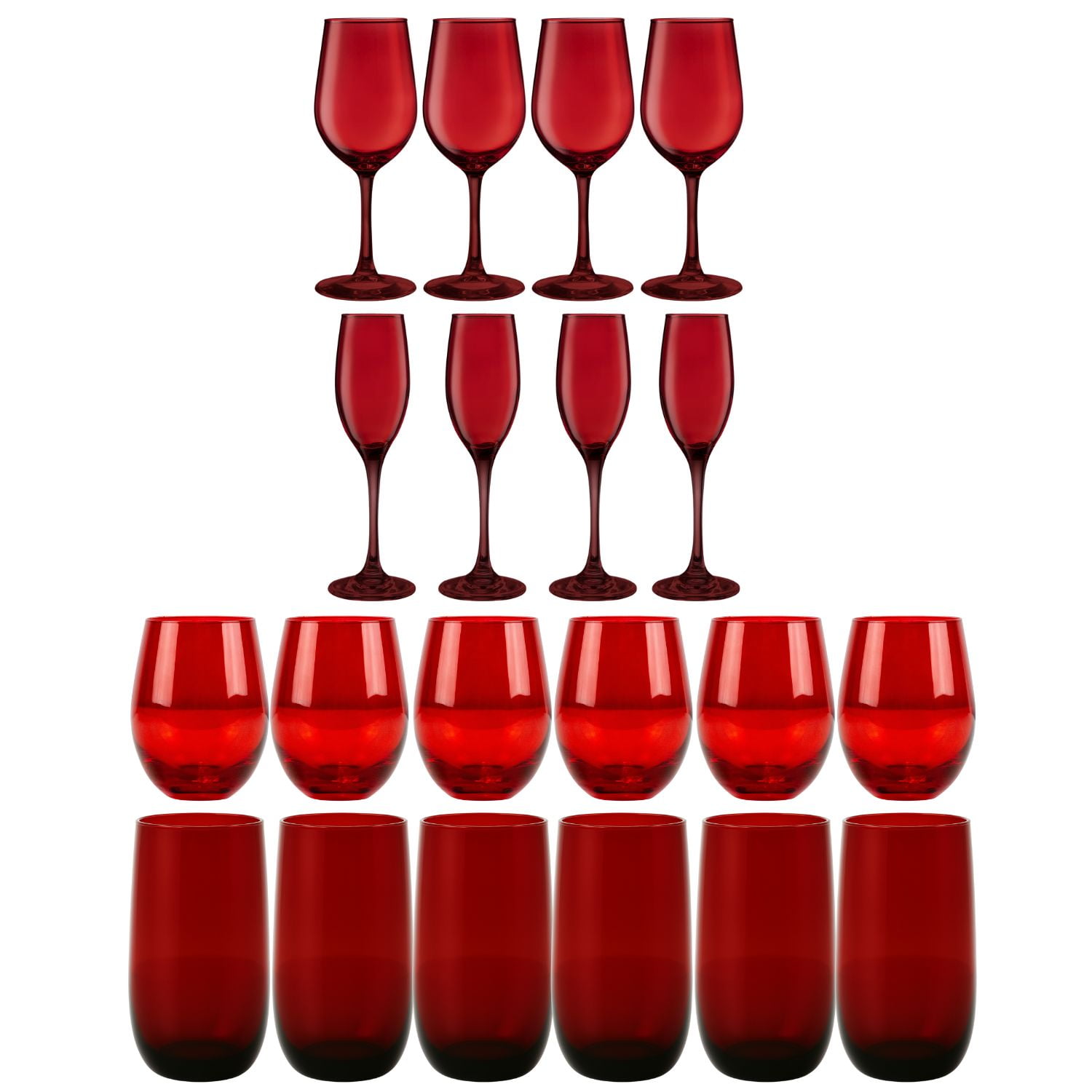Set 20 Copas Vasos Full Color Rojo Allegra Celebraciones
