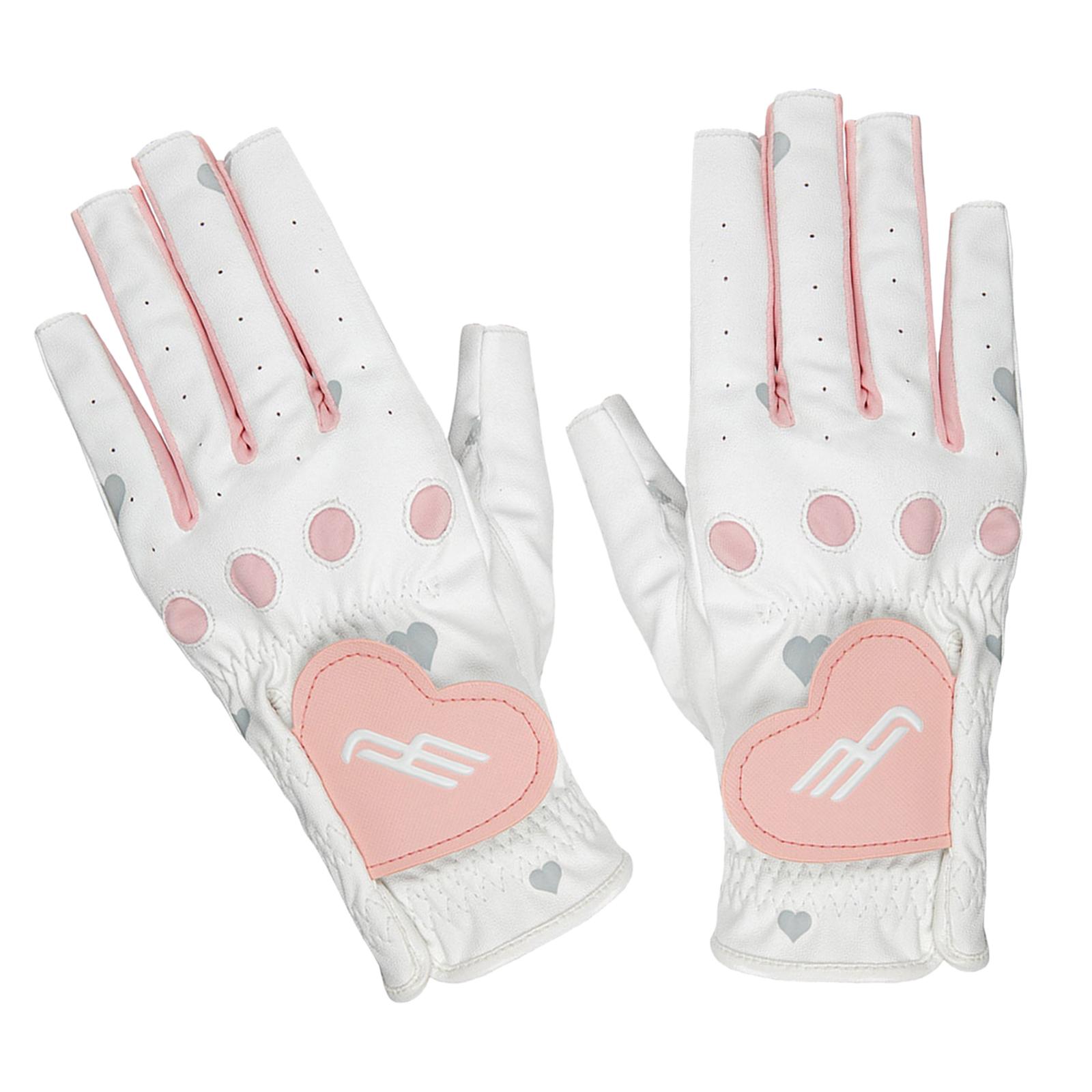 Ioensy - 2 Guantes De Golf De Piel Sintética Para Mujer, Flexibles, Antideslizantes, Transpirables, Suaves Para Gimnasio, Color Rosa 18