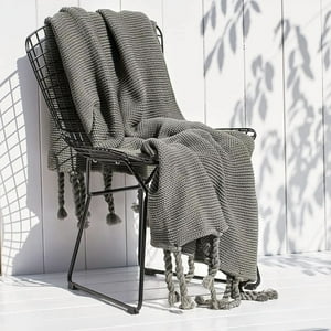 Wyj Hogar - Manta Encaje De Lana Gruesa Tejida A Mano Premium 150X230Cm Gris