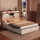 thumbnail image 2 of Farmhouse Full Size Bed Frame with Storage Headboard and Drawers,Charging Station & LED Lights,White, 2 of 3