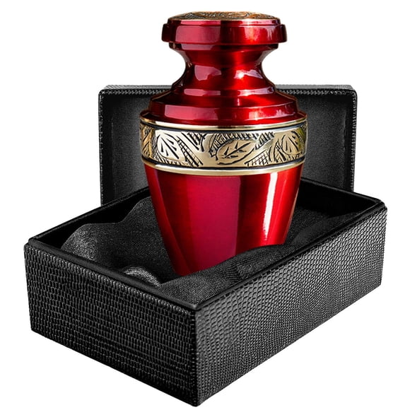 Urna funeraria Trupoint Memorials, pequeña, griega, roja y dorada