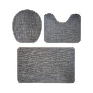 Fliperex - Conjunto De 3 Alfombra De Baño Suaves Absorventes Microfibra Gris