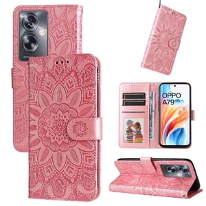 Funda Tipo Cartera Foxdock Para Oppo A79 5G , Diseño Girasol En Relieve, Cuero Pu, Cierre Magnético, Soporte Y Tarjetero