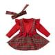 thumbnail image 2 of Vestido de Niña con Lazo y Diadema, Vestido de Fiesta a Cuadros, 2 of 5