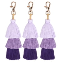 3 Llaveros Con Borlas De Estilo Bohemio, Colgantes De Moda Para Equipaje, Mochila, Decoración, Color Morado