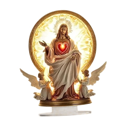 Bothyi - 2D Jesús Decoración De La Figura Santa Decoración Del Hogar Para El Gabinete Ministerio Del Interior Jesús Y 2 Ángeles